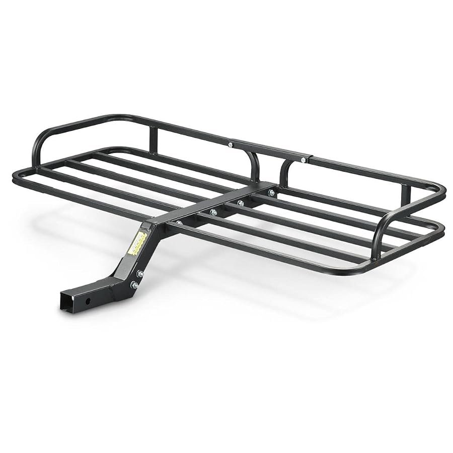 Guide Gear steel hitch mounted ATV cargo carrier rack, 48 inches long.