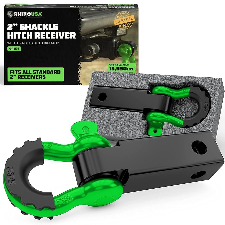 Rhino USA shackle hitch receiver for 2 inch receivers, vehicle recovery point.