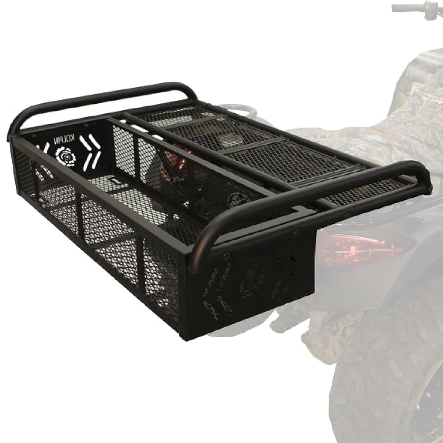 Black Kolpin 53350 convertible rear drop rack basket for an ATV