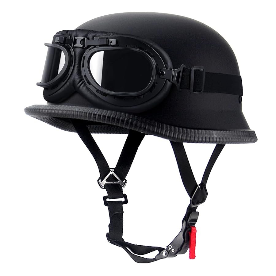 Matte black German style adult half helmet, size XXL