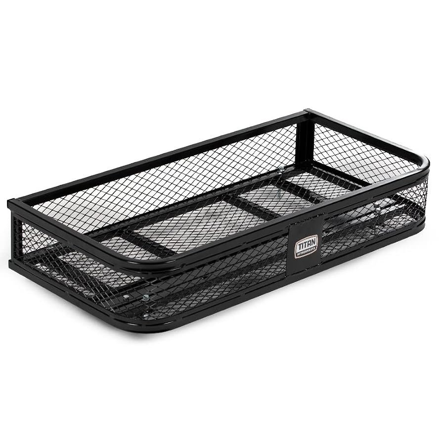 Titan universal steel ATV front cargo basket rack for buckets and coolers.