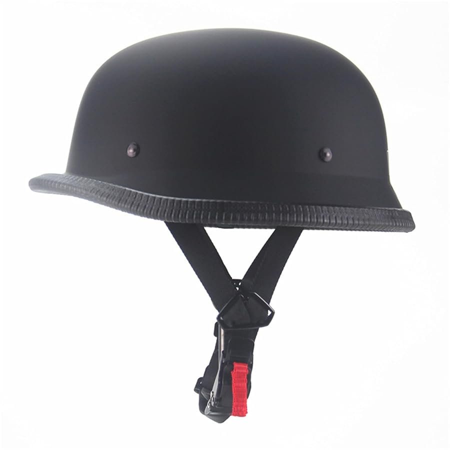 Matte black German style open face half helmet