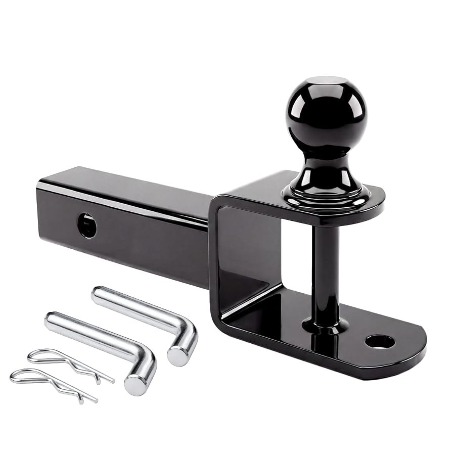 Three in one ATV hitch receiver adapter with 2 inch ball, pin and clip.