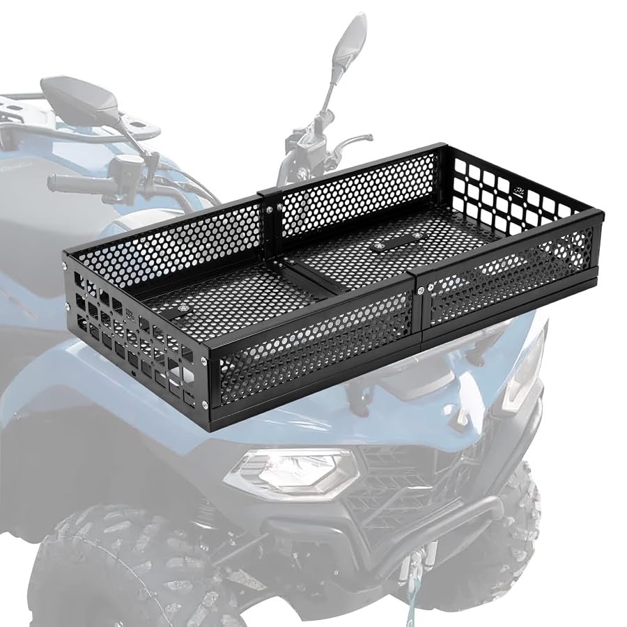 KEMIMOTO ATV front cargo basket in black steel, 33 by 14.5 inches.