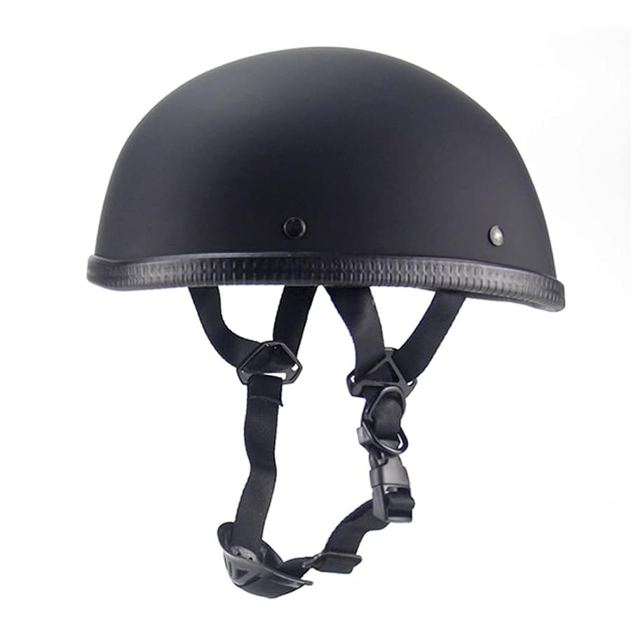 Matte black Woljay skull cap half helmet, size medium