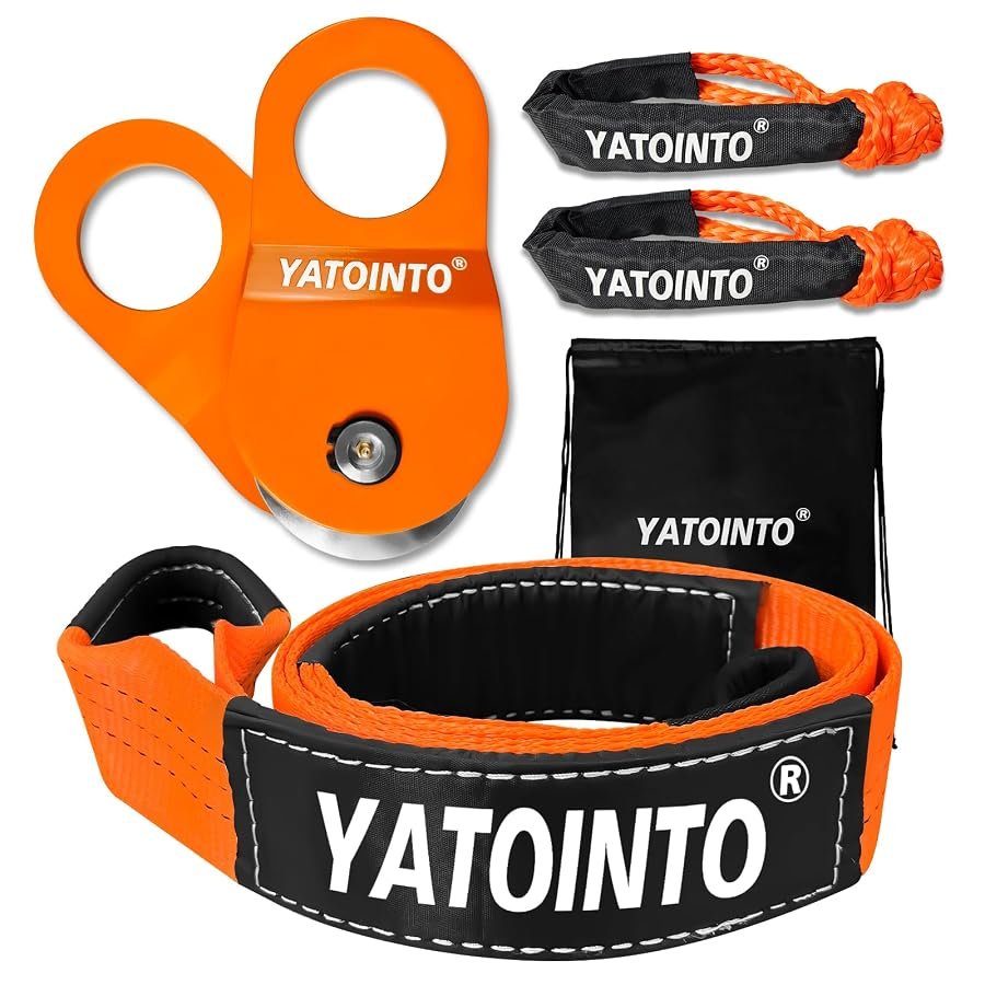 YATOINTO snatch block pulley rated 10 tons, shown with hook and side plates.